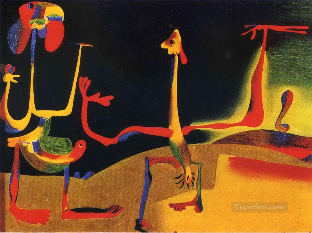 Man and Woman in Front of a Pile of Excrement Joan Miro Oil Paintings